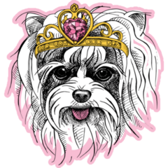 Yorkie Portrait In A Crown Sticker