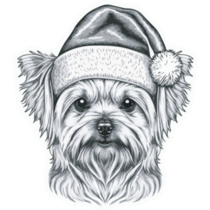 Yorkie Santa Hat Sticker
