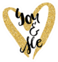 You and Me Gold Glitter Heart Sticker