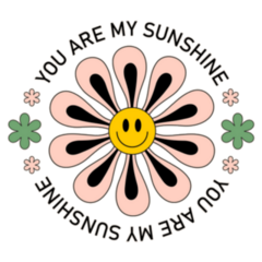 You are My Sunshine Retro Flower Sticker