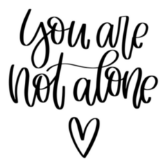 You are Not Along Lettering Heart Sticker