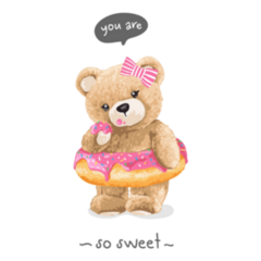 You Are So Sweet Teddy Bear Donut Sticker 