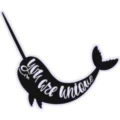 You Are Unique Narwhal Lettering Sticker