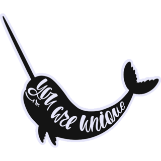 You Are Unique Narwhal Lettering Sticker
