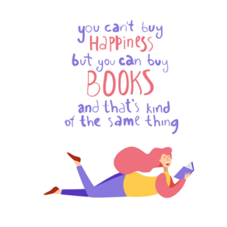You Can Buy Books, Woman Reading Hand Drawn Lettering Sticker