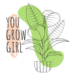 You Grow Girl Abstract Illustration of House Plant Sticker