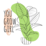 You Grow Girl Abstract Illustration of House Plant Sticker
