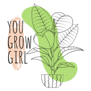 You Grow Girl Abstract Illustration of House Plant Sticker