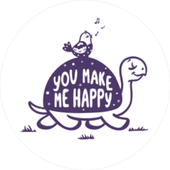 You Make Me Happy Cute Turtle And Bird Sticker