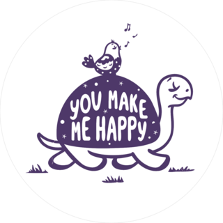 You Make Me Happy Cute Turtle And Bird Sticker