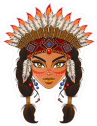 Young American Indian Woman Face Sticker