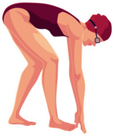 Young And Slim Female Swimmer In Starting Position Sticker