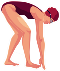 Young And Slim Female Swimmer In Starting Position Sticker