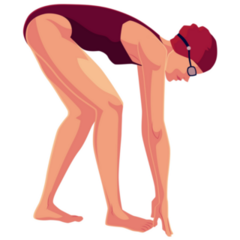 Young And Slim Female Swimmer In Starting Position Sticker