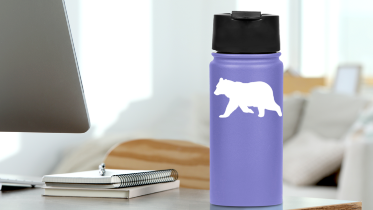 Young Bear Sticker on a Water Bottle (New) example