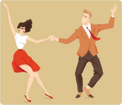 Young  Cartoon Couple Dancing Lindy Hop Sticker