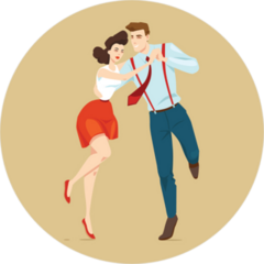 Young Couple Dancing Lindy Hop Sticker