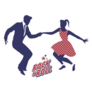 Young Couple In 50s Clothes Dancing Rock And Roll Sticker