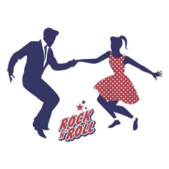 Young Couple In 50s Clothes Dancing Rock And Roll Sticker