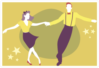Young Couple Swing Dancing Sticker