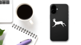 Young Deer Running Sticker on a Phone (New) example