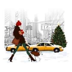 Young Fashionable New-york For Christmas Illustration Sticker
