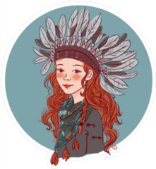 Young Girl In Native American Costume Sticker