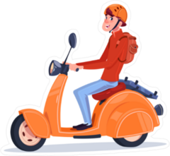 Young Guy Riding Electric Scooter Motorcycle Sticker