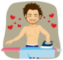 Young Happy Sexy Shirtless Man Ironing Sticker