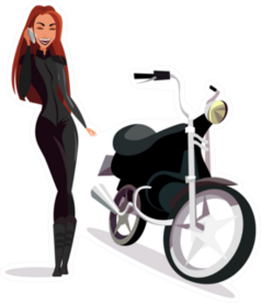 Young Lady Biker Illustration Sticker