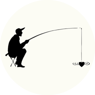 Young Man Fishing For Love In A Lake Sticker