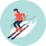 Young Man Riding On Skis On Snow Sticker