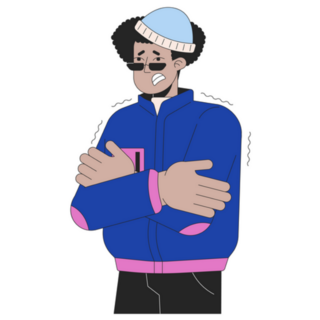 Young Man Shivering From Cold Weather Sticker