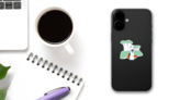 Young Man Student Nerd Sitting On Grass At College Sticker on a Phone (New) example