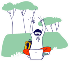 Young Man Student Nerd Sitting On Grass At College Sticker