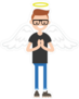 Young Man with Angel Wings Sticker
