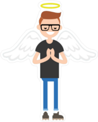 Young Man with Angel Wings Sticker