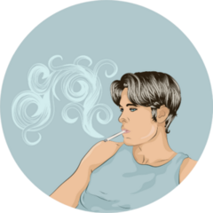 Young Man With Detailed Hair Smoking Cigarette Sticker