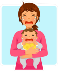 Young Mother and Baby Crying Sticker