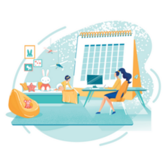 Young Mother Working At Home Concept Illustration Sticker