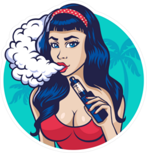 Young Sexy Woman Smoking Vaping Sticker