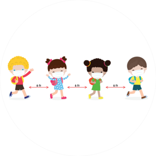 Young Students Social Distancing Sticker