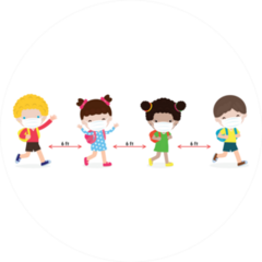 Young Students Social Distancing Sticker