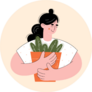 Young Woman Gardener Florist Hugging Plant Illustration Sticker