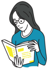 Young Woman Holding And Reading Book Simple Sticker
