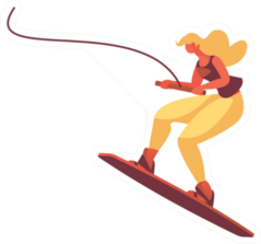 Young Woman On Wake Board Sticker