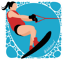 Young Woman Practicing Wake Board Sticker