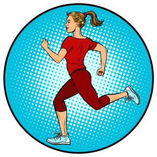 Young Woman Running, Sports Pop Art Illustration Sticker