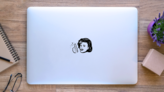 Young Woman Showing Thumbs Up Retro Sticker on a Laptop (New) example