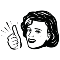 Young Woman Showing Thumbs Up Retro Sticker
